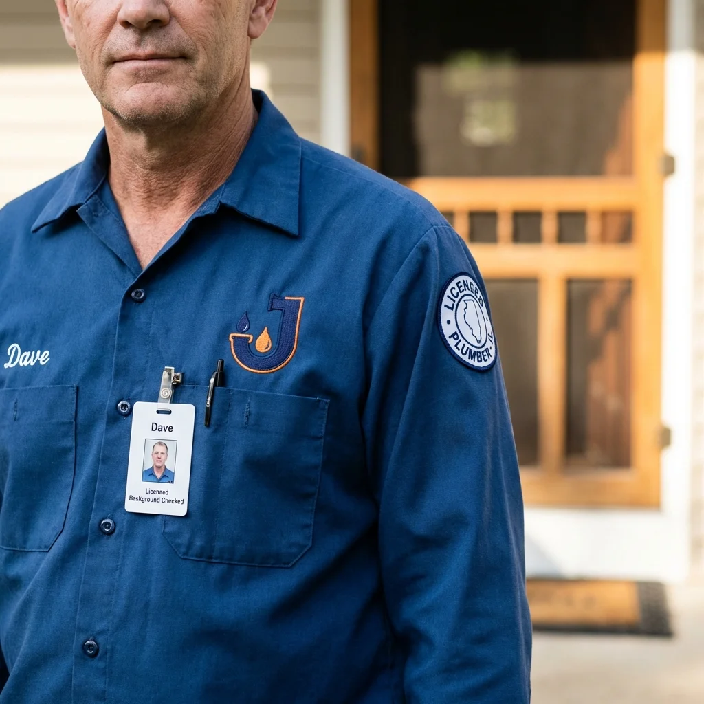 Licensed plumber showing ID badge in South Deerfield, MA