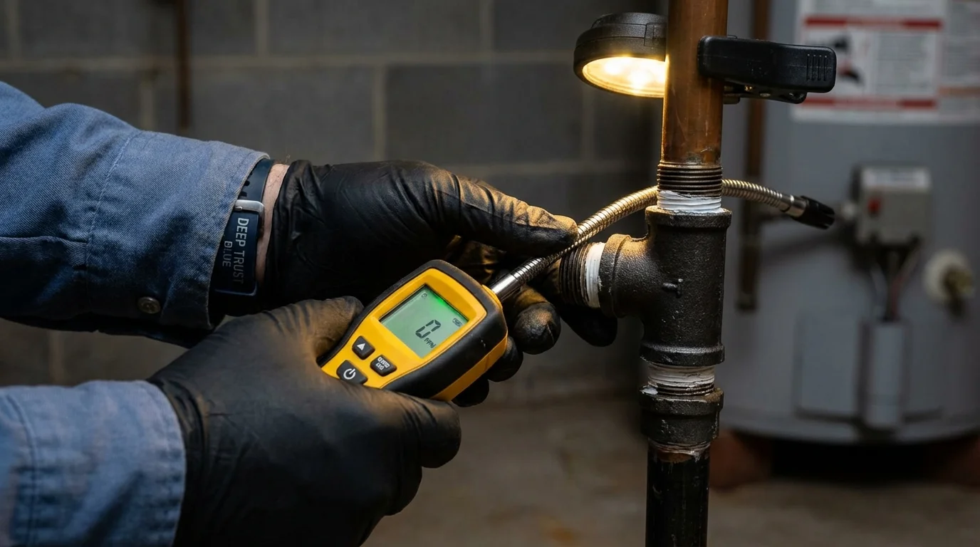 Gas leak detection with electronic sniffer by Johns Plumbing LLC in South Deerfield