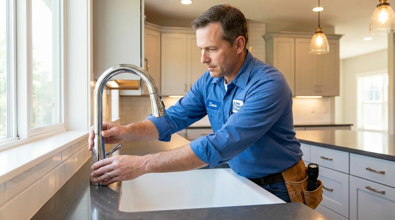 Kitchen faucet installation by Johns Plumbing LLC in South Deerfield