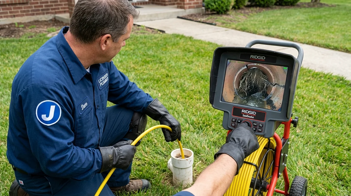 Sewer camera inspection being performed by Johns Plumbing LLC in South Deerfield