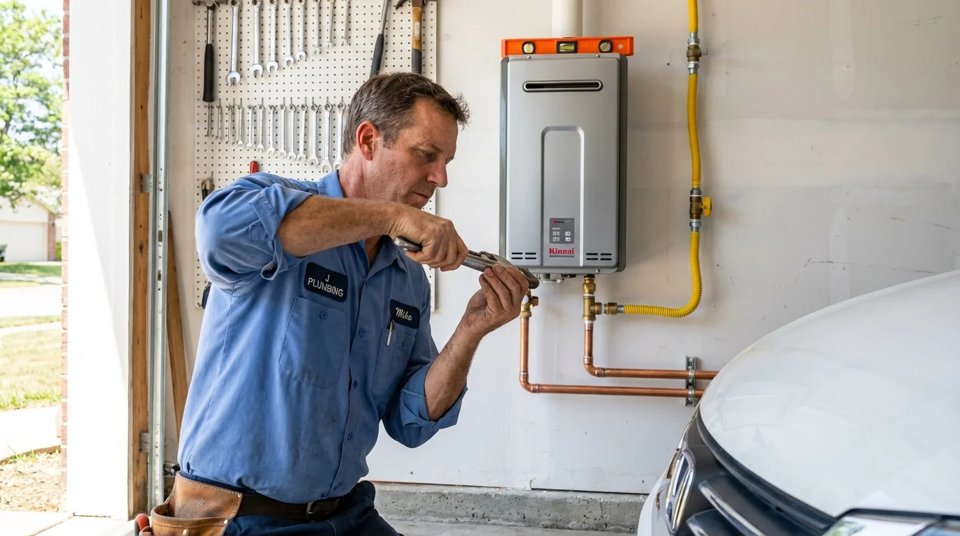 Tankless water heater installation by a Johns Plumbing LLC plumber in South Deerfield